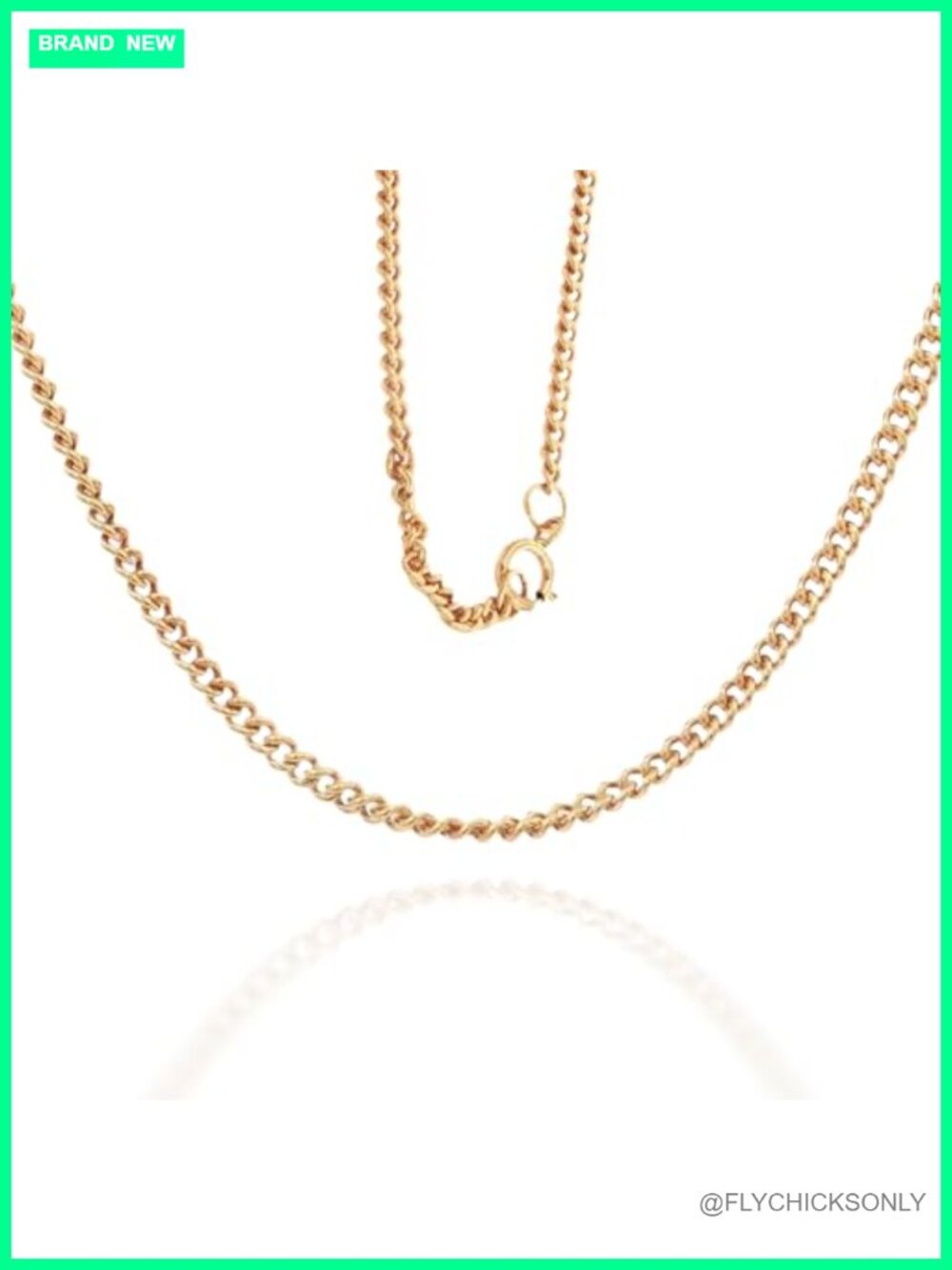 14K Gold Cable Chain Necklace 22 Inch Spring Ring Clasp
